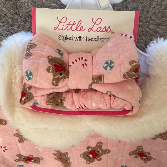 Little Lass Pink Teddy Bear Gingerbread Sweatshirt Set 24 Months - Picture 2 of 9